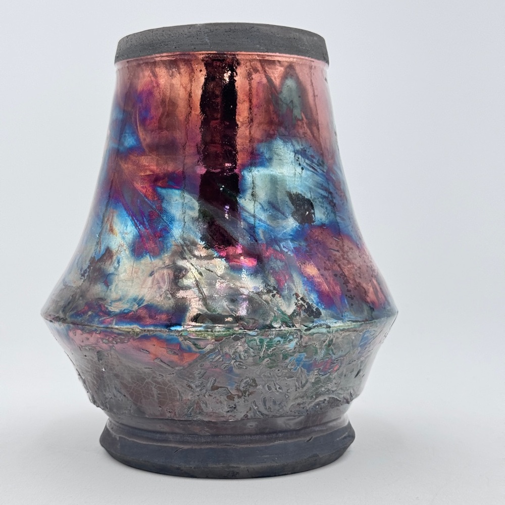 Iridescent RAKU Handmade Pottery Vase